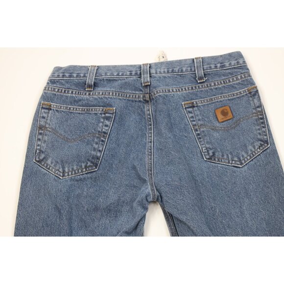 Vintage Y2K Carhartt Mens 36x32 Distressed Traditional Fit Denim Jeans Blue - Picture 10 of 13